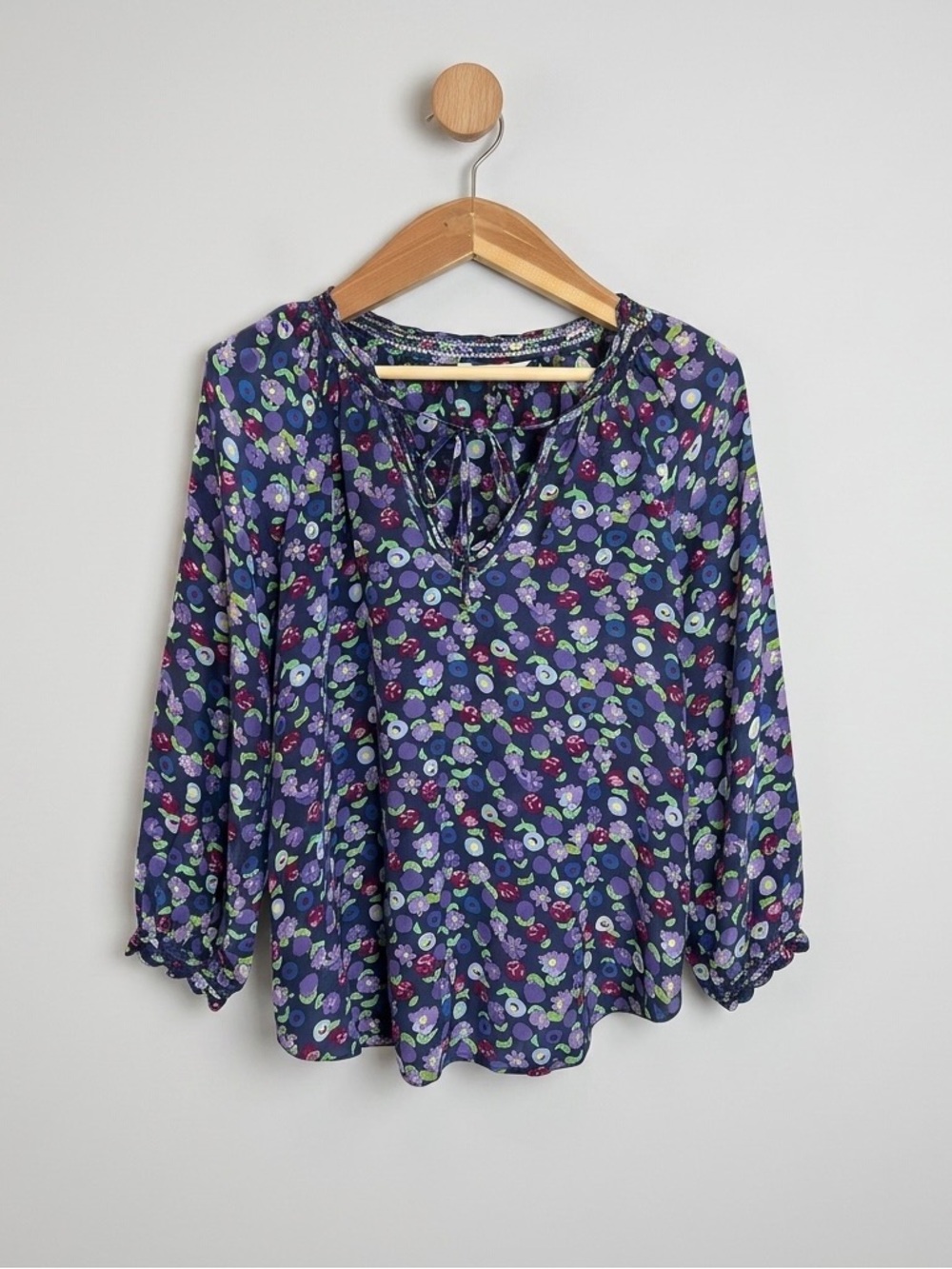 Rebecca Taylor women’s silk Purple and Green Floral Blouse
